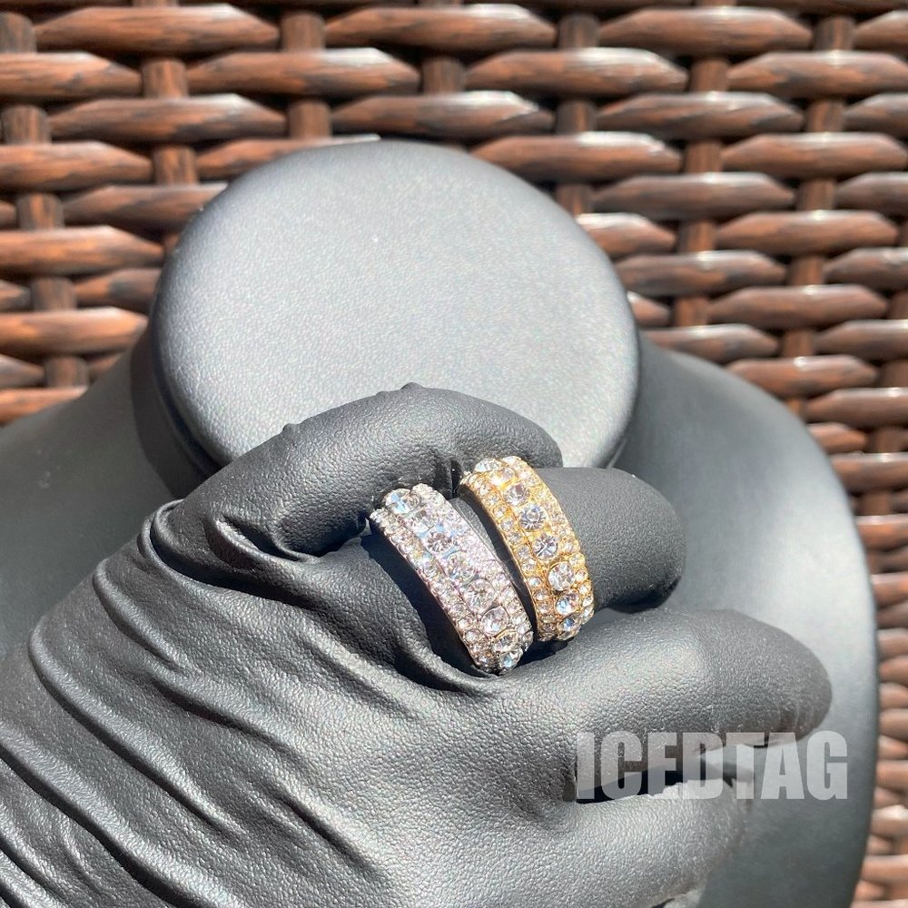 Gold/ White Gold Plated Pinky Finger Full Iced Bling Out Diamond Studded Ring